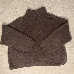 Women’s H&M Taupe Sherpa Jacket, Half Zip, Size M